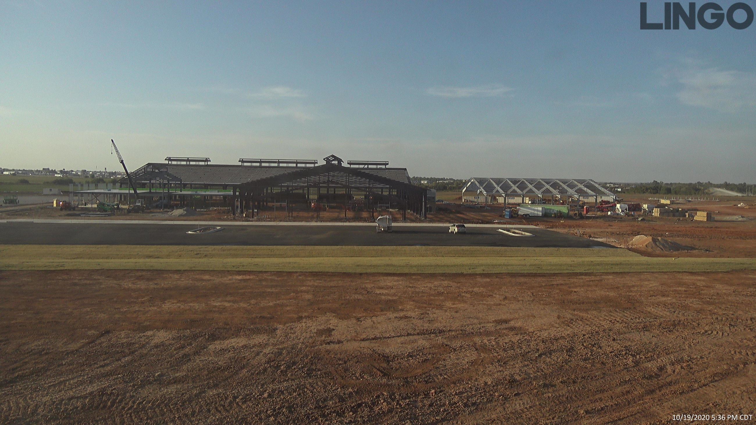 Drone shot of construction progress